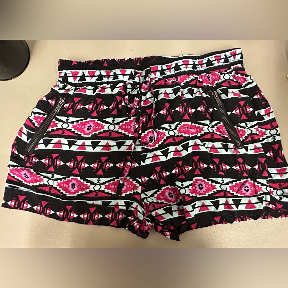 Wishful Park High Waist Geometric Shorts in Pink and Black